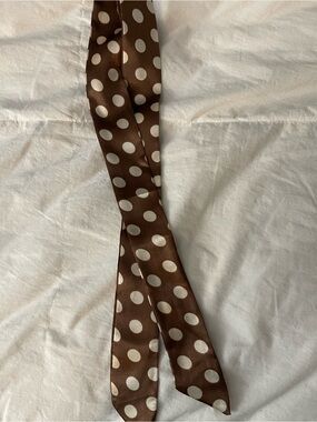 Polka Dot Skinny Scarf - Brown & Cream